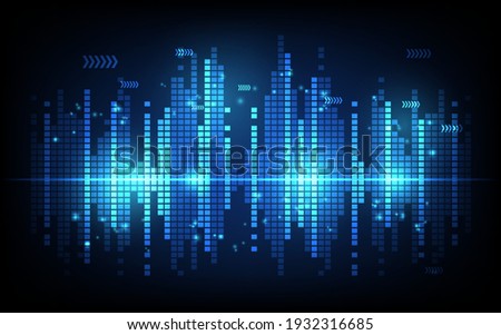 Sound wave rhythm background, technology concept, futuristic digital innovation background vector illustration Royalty-Free Stock Photo #1932316685