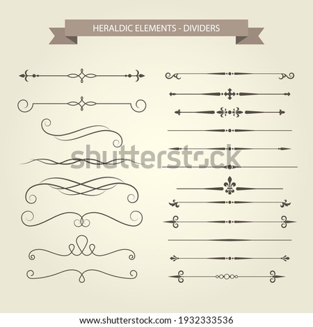 Vintage book vignettes, dividers and separators set Royalty-Free Stock Photo #1932333536
