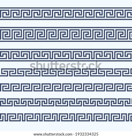 Greek pattern border - grecian ornament frame, vector Royalty-Free Stock Photo #1932334325