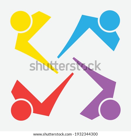 meeting room people logo.group of four persons in circle 