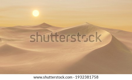 The beauty of the great sand dunes landscape. Lost in the desert, global warming concept. Lonely sand dunes under dramatic sunset sky desert landscape.