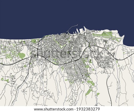 vector map of the city of Heraklion, Crete, Greece Royalty-Free Stock Photo #1932383279