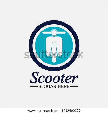 Moped scooter logo vector icon illustration design template.Retro bikes and scooters club logo.classic scooter emblems, icons and badges.