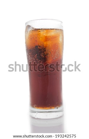 A glass of cola on white background