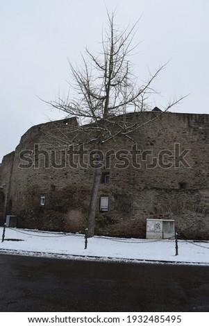 old town with city walls of Andernach in snow