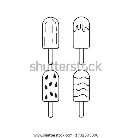 Popsicle ice cream. Ice cream set Vector illustration