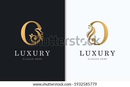 Luxury letter O with gold color logo template