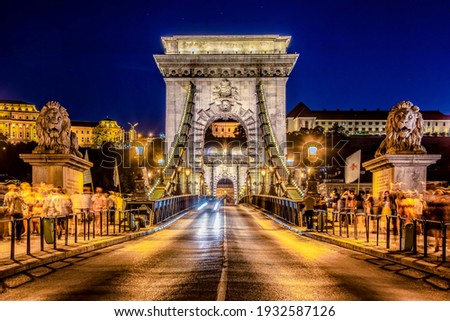 Chain bridge in blue hour Royalty-Free Stock Photo #1932587126
