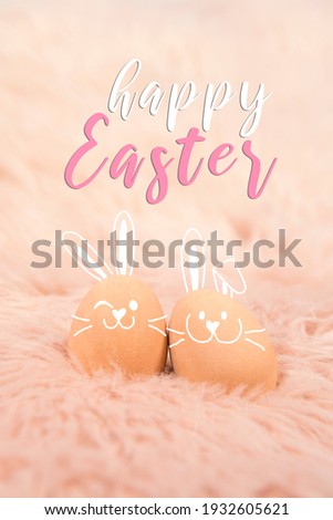 Happy Easter, holiday concept, colorful eggs and tulips