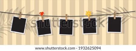 Photo frames on a clothespin. Vector illustration. 