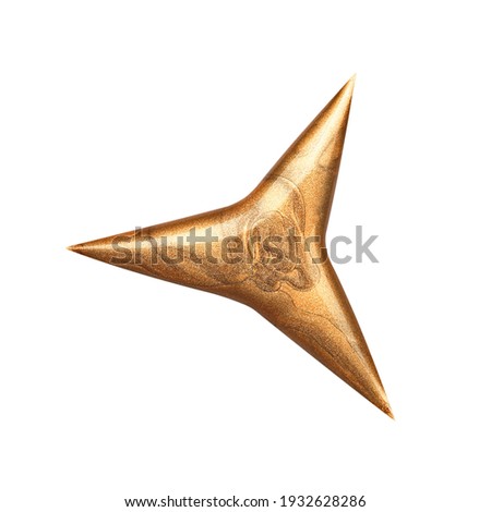 Blot of golden nail polish isolated on white background. Photo. Top view