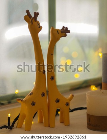 Couple giraffe, handmade wood creatures.