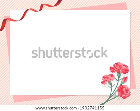 Clip art frame of carnation and ribbon for Mother's Day 
4:3 horizontal position 