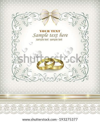 romantic card with wedding rings