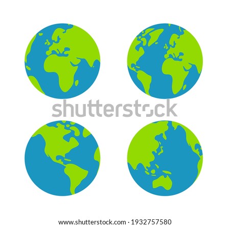 Simplified earth globe vector illustration set  Royalty-Free Stock Photo #1932757580