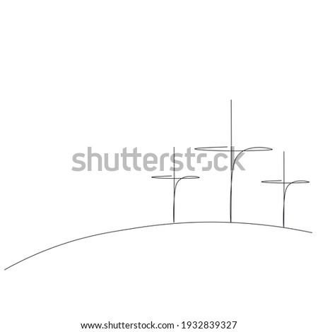 Golgotha hill with cross of Jesus Christ, vector illustration