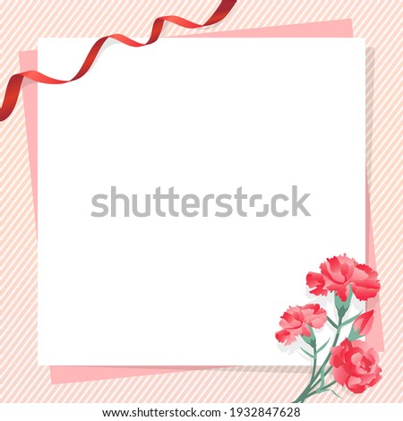 Clip art frame of carnation and ribbon for Mother's Day ,
Square Shape