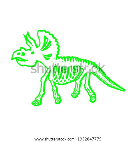 Triceratops dinosaur skeleton, vector illustration