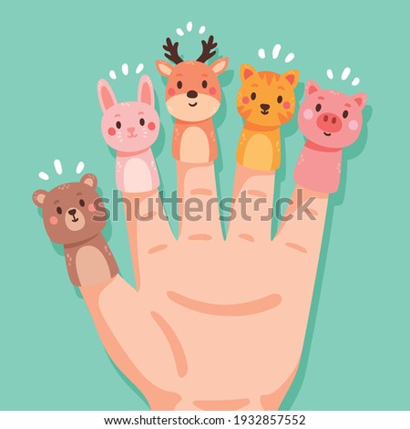 Organic flat finger puppet collection Vector illustration.
