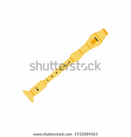 Flute flat icon. Woodwind instruments, concert, performance. Musical instruments concept isolated on white background. Vector illustration can be used for topics like music, leisure, culture Royalty-Free Stock Photo #1932884363