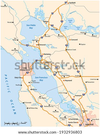 vector road map of Californias San Francisco Bay Area Royalty-Free Stock Photo #1932936803