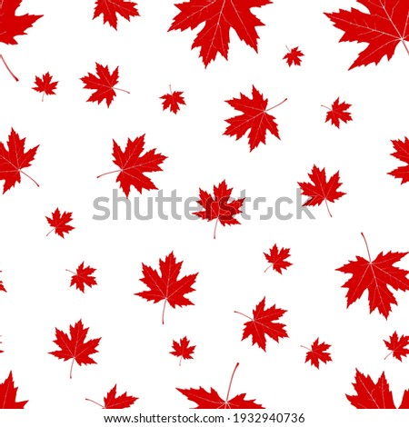 Red maple leaf seamless vector illustration on white background Royalty-Free Stock Photo #1932940736