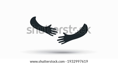 Hands hugged over white vector illustration