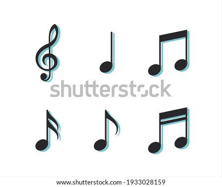 Set of music notes. Vector symbols on white background.