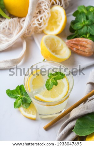 Hard seltzer cocktail with lemon and zero waste bartenders accessories