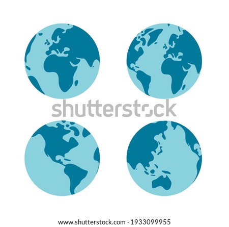 Simplified earth globe vector illustration set 