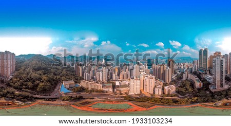 360 panorama view of Hong Kong City in Sky