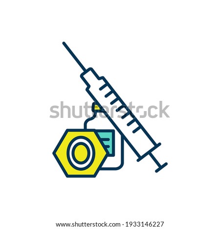Injection therapy RGB color icon. Medication delivering through needle. Anti-inflammatory injections. Nutritional support. Pain reduction. Sports injuries treatment. Isolated vector illustration