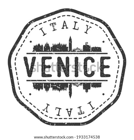 Venice, Metropolitan City of Venice, Italy Stamp Skyline Postmark. Silhouette Postal Passport. City Round Vector Icon. Vintage Postage Design.