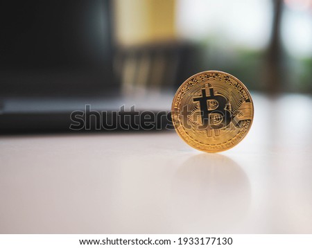Bitcoin BTC Cryptocurrency Coins. Stock Market Concept.Virtual cryptocurrency concept.