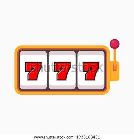 Slot machine with lucky sevens jackpot. Lucky seven 777 slot machine. Royalty-Free Stock Photo #1933188431