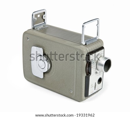 Retro movie camera for 8mm film isolated on white background
