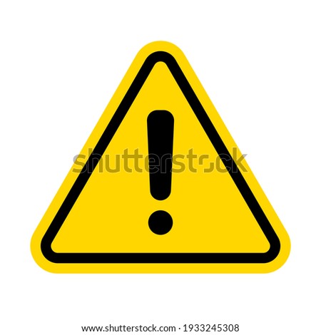 Hazard warning attention sign with exclamation mark symbol. Vector illustration. Royalty-Free Stock Photo #1933245308