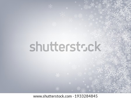 Silver Snow Vector Gray Background. Holiday Snowflake Banner. White Falling Illustration. Xmas Snowfall Card.