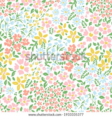 Vetor seamless floral colorful pattern on a white background Royalty-Free Stock Photo #1933335377