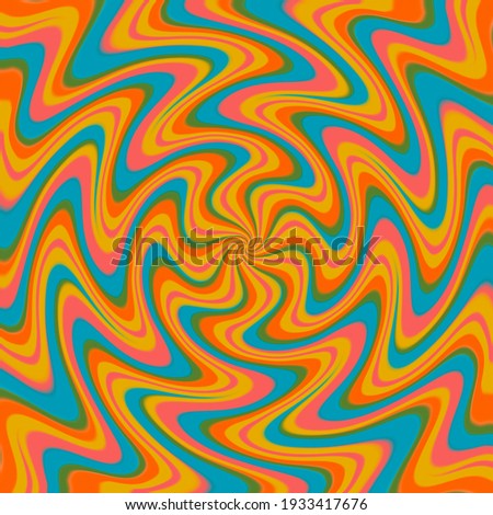 Retro Wavy 70s Retro Sunburst Swirl Vector background 