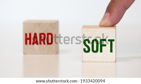 hard selling colorful wooden word block on the white background.