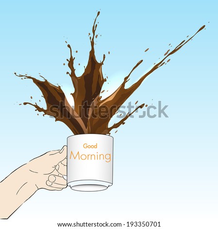 Vector morning concept with mug and Coffee splash