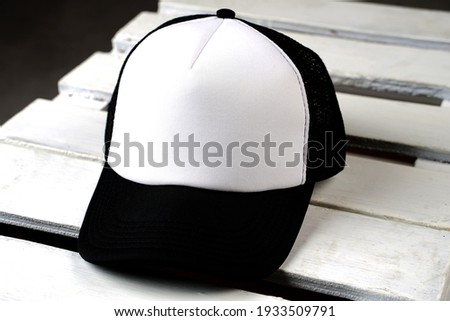 Close-up of a colored baseball cap. Hats are used when you go outside to protect your head from UV rays. Hats for everyday. Colored baseball cap mockup. Perfect for placing your logo or tagline.