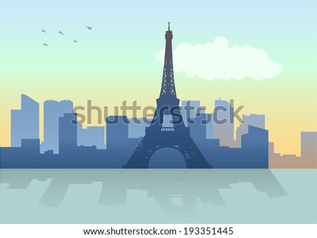 Silhouette illustration of Paris skyline 