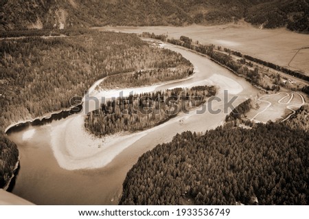View of the Katun River in autumn in the Altai Mountains on the border with Mongolia