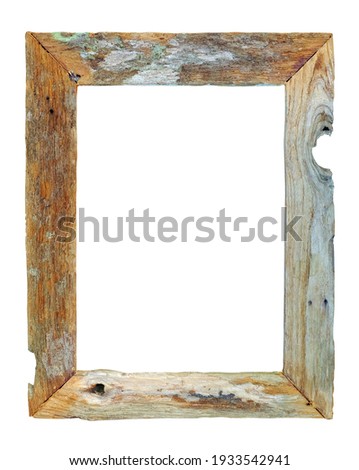 Old Wooden Frame isolated on White background, Old Teak frame