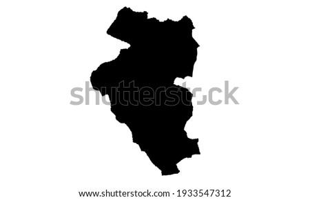 black silhouette of a map of the city of Bulgan in Mongolia on a white background