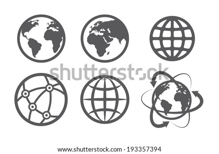 Globe earth icons set on white background
