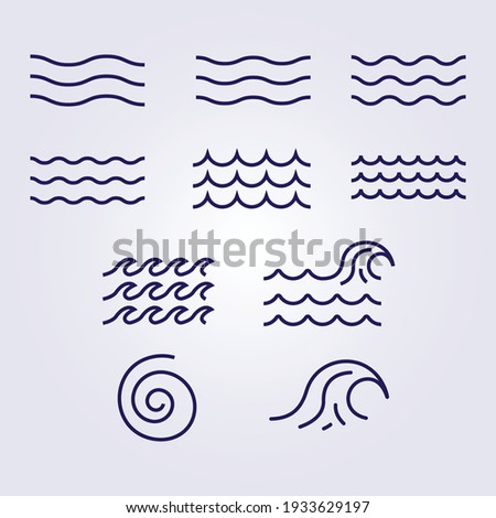 various wave water lake river logo vector illustration, bundle set collection package design Royalty-Free Stock Photo #1933629197