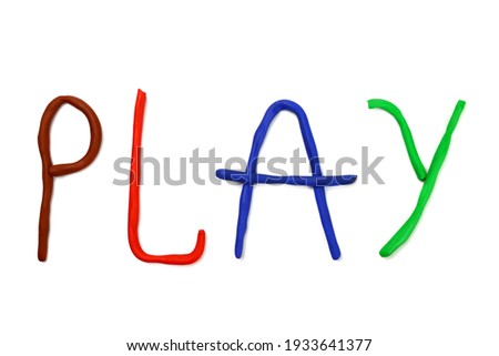 word Play, made of colored plasticine. Isolated on white